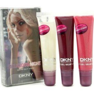 DKNY DELICIOUS DAY NIGHT LIP GLOSS SET 3 PINK PLUM & CLEAR NIB